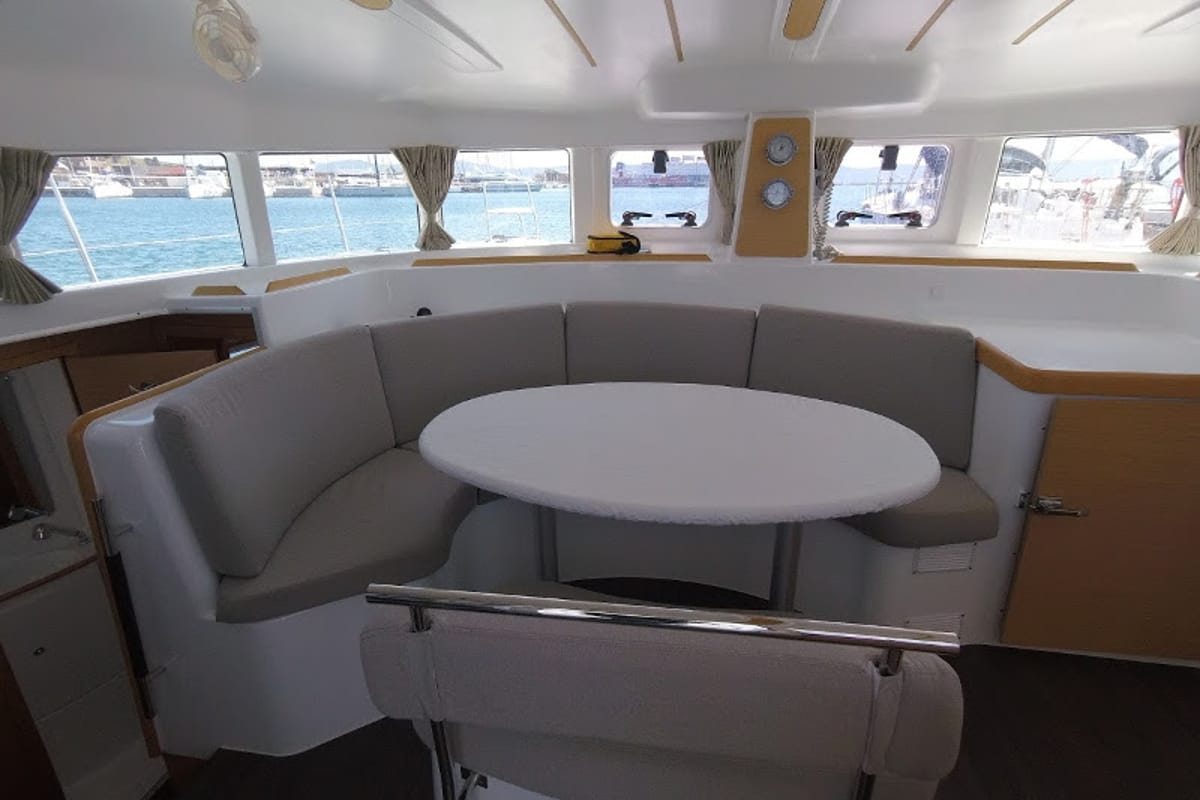 Salon of My Elisabeth, a Lagoon 380 catamaran at Municipal Unit of Rhodes, Greece