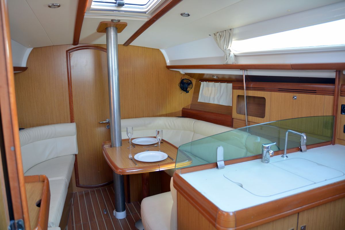 Salon of Billis, a Jeanneau Sun Odyssey 36i sailboat at Municipal Unit of Lefkada, Greece