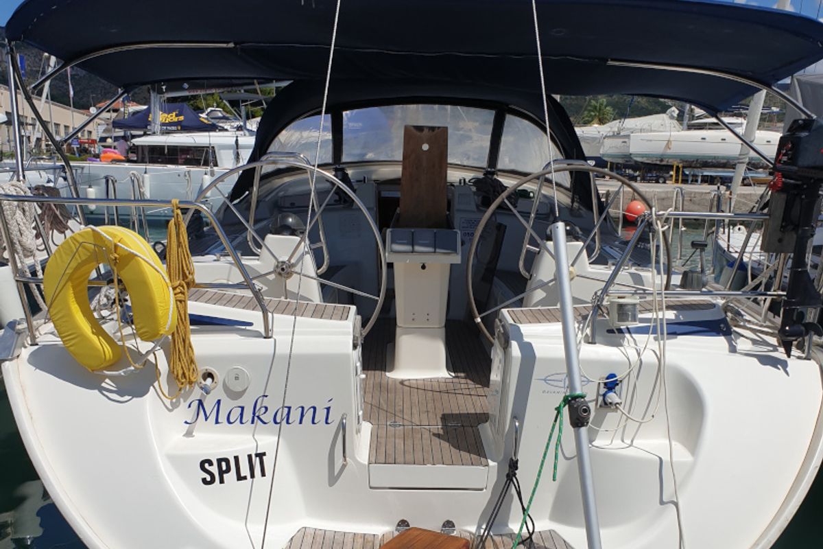 Cockpit of Makani, a Bavaria Cruiser 46 sailboat at Primošten, Croatia
