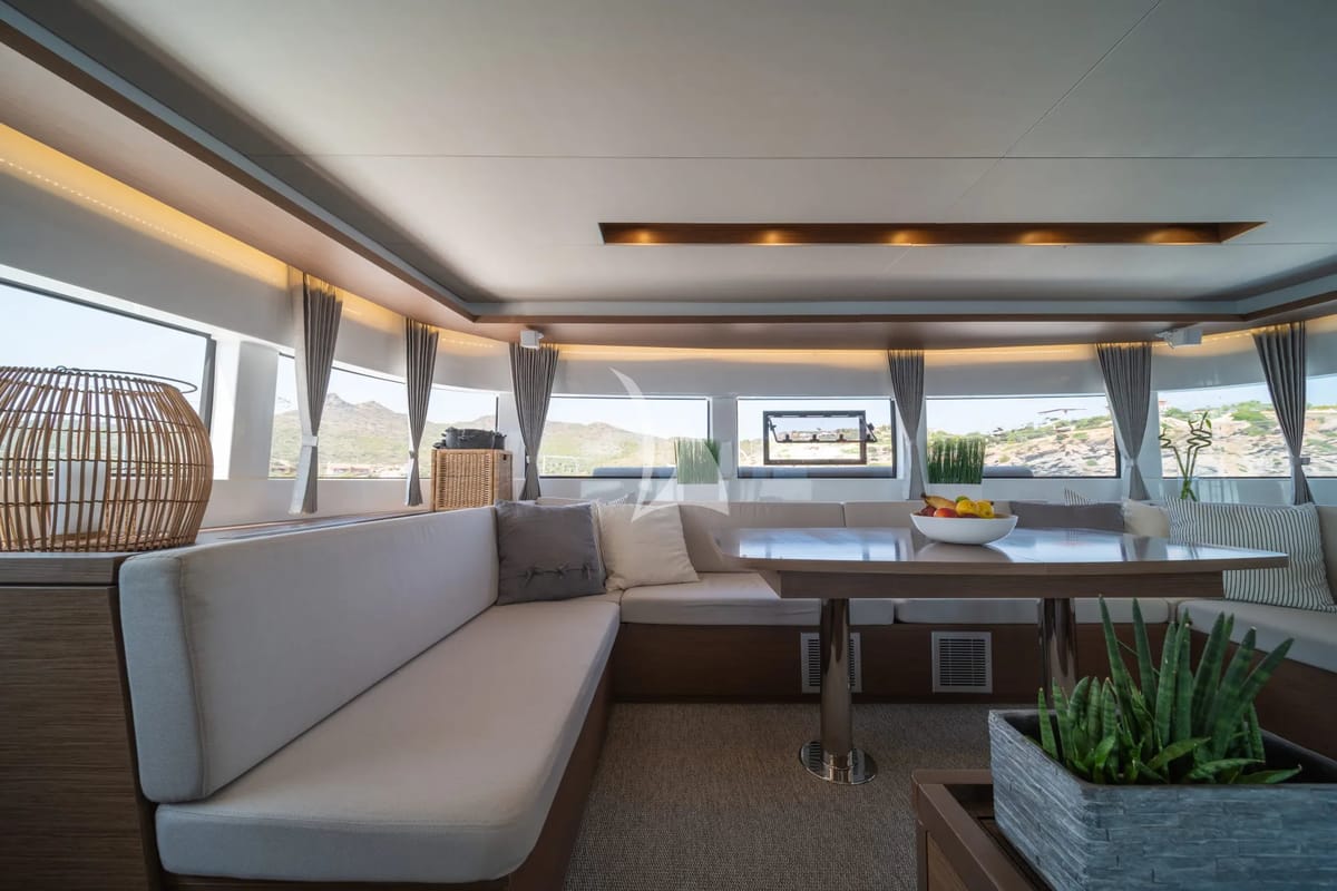 Salon of Nomad 2, a Lagoon 50 catamaran at Municipal Unit of Lefkada, Greece