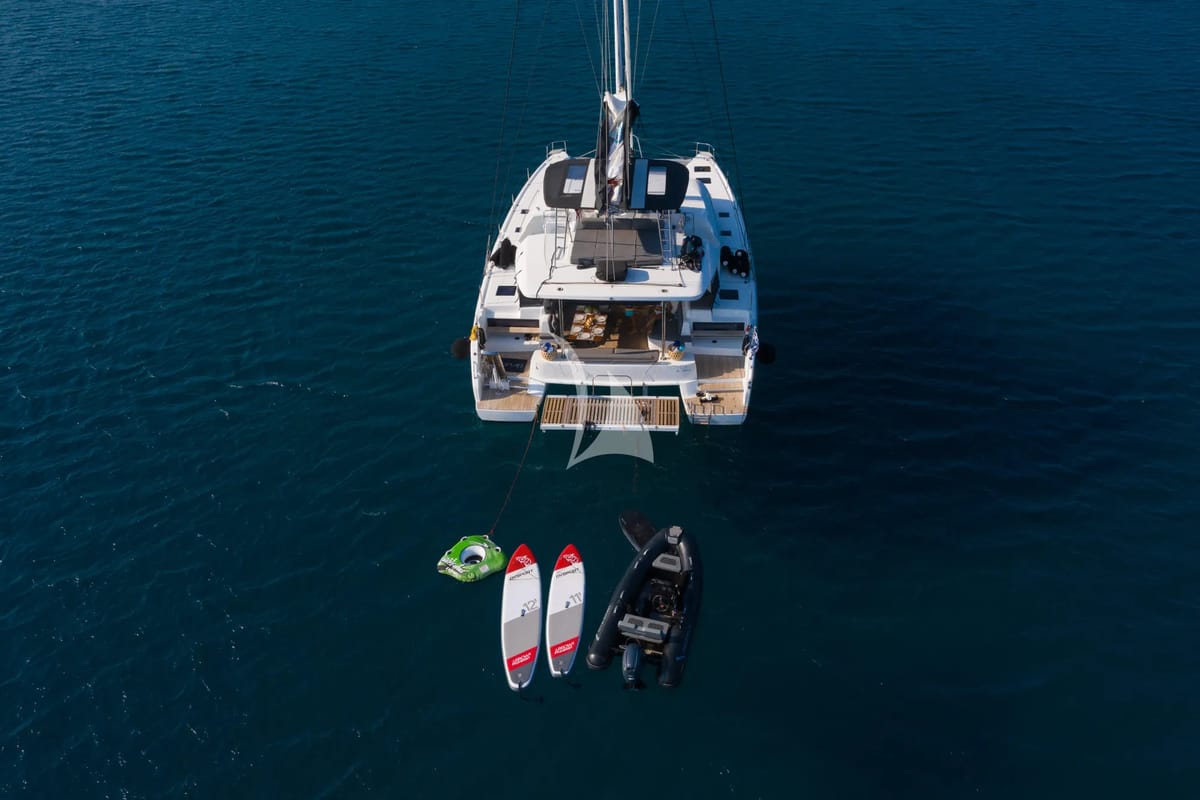 Exterior view of Nomad 2, a Lagoon 50 catamaran at Municipal Unit of Lefkada, Greece