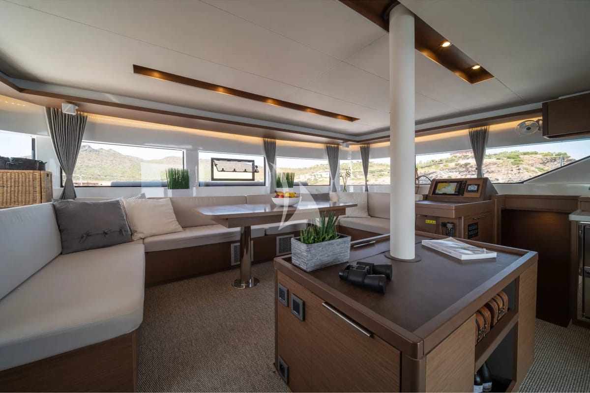 Salon of Nomad 2, a Lagoon 50 catamaran at Municipal Unit of Lefkada, Greece