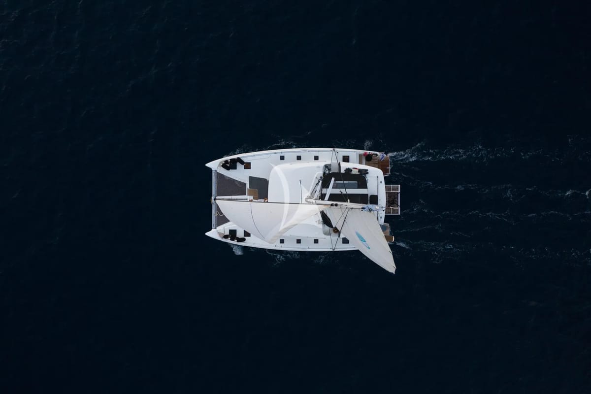 Exterior view of Nomad 2, a Lagoon 50 catamaran at Municipal Unit of Lefkada, Greece