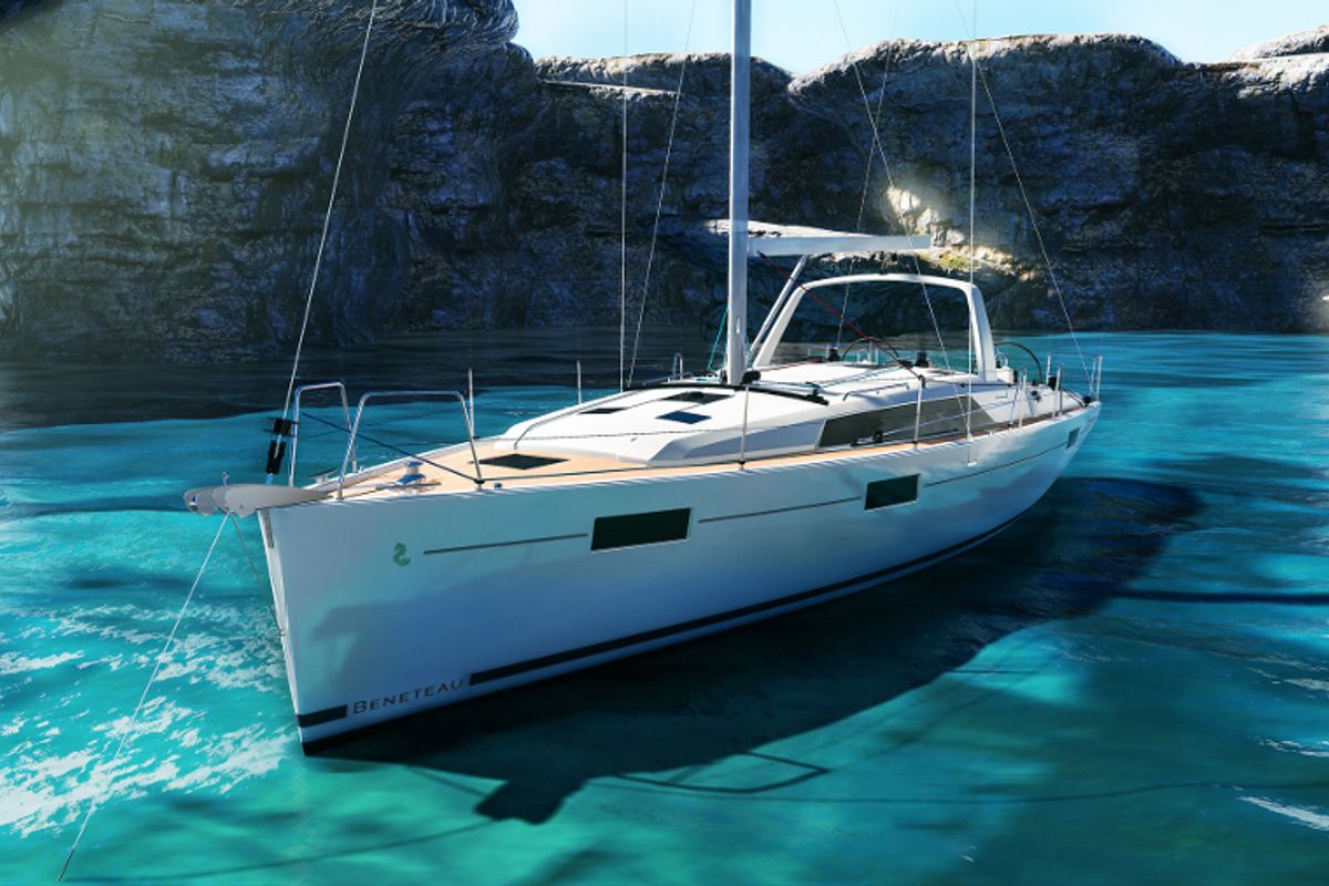 Exterior view of Illusion, a Beneteau Oceanis 41.1 sailboat at Kontokali, Greece