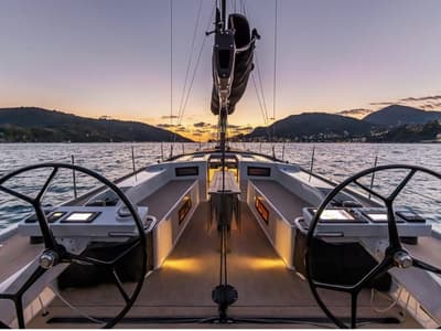 Cockpit of Eclisse, a Gulet Grand Soleil 48 sailboat at Castellammare del Golfo, Italy