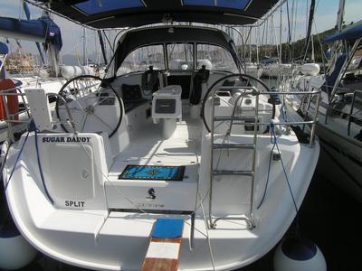 Cockpit of Sugar Daddy, a Beneteau Cyclades 43.4 sailboat at Grad Trogir, Croatia