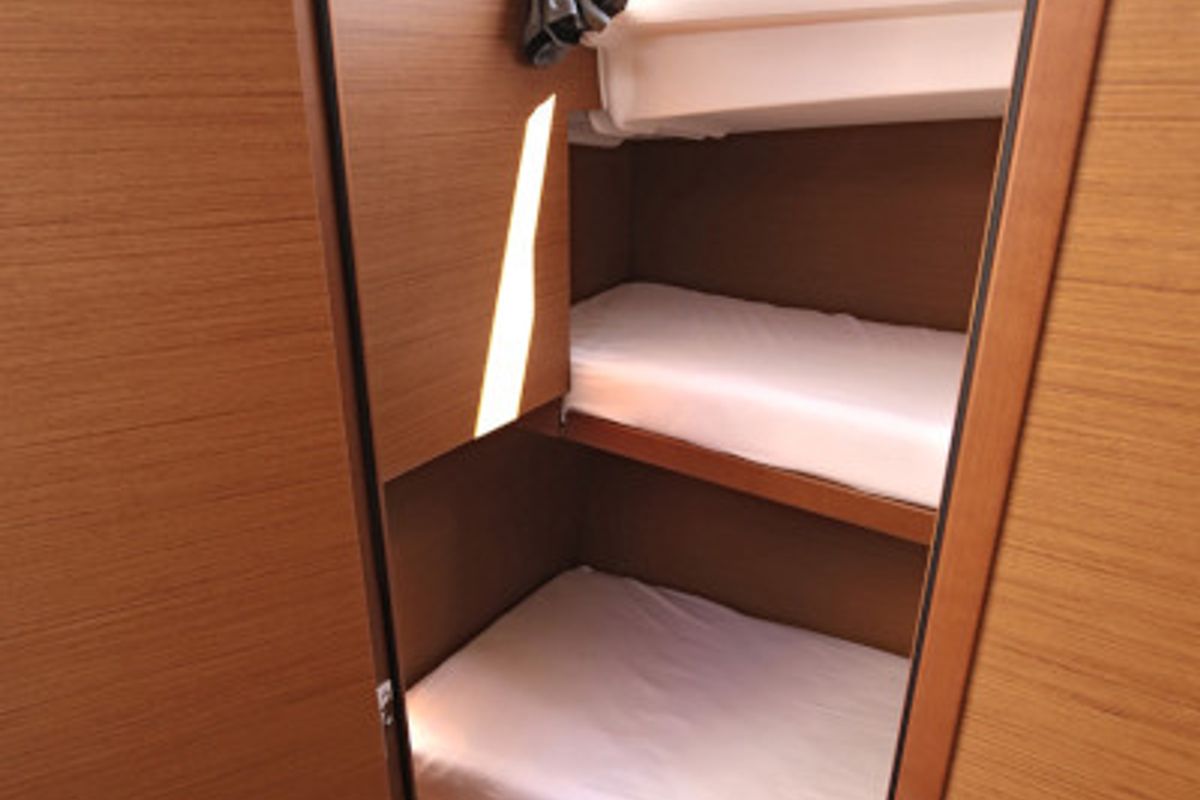 Cabin on Avra, a Jeanneau Sun Odyssey 490 sailboat at Lavreotiki Municipal Unit, Greece