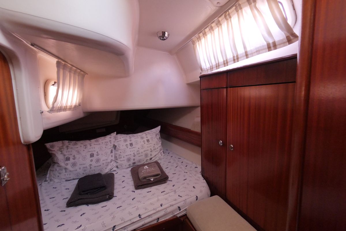 Cabin on Velero, a Bavaria 44 sailboat at Fethiye, Turkey