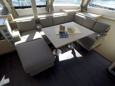 Salon of Alize, a Fountaine Pajot Elba 45 catamaran at Grad Šibenik, Croatia