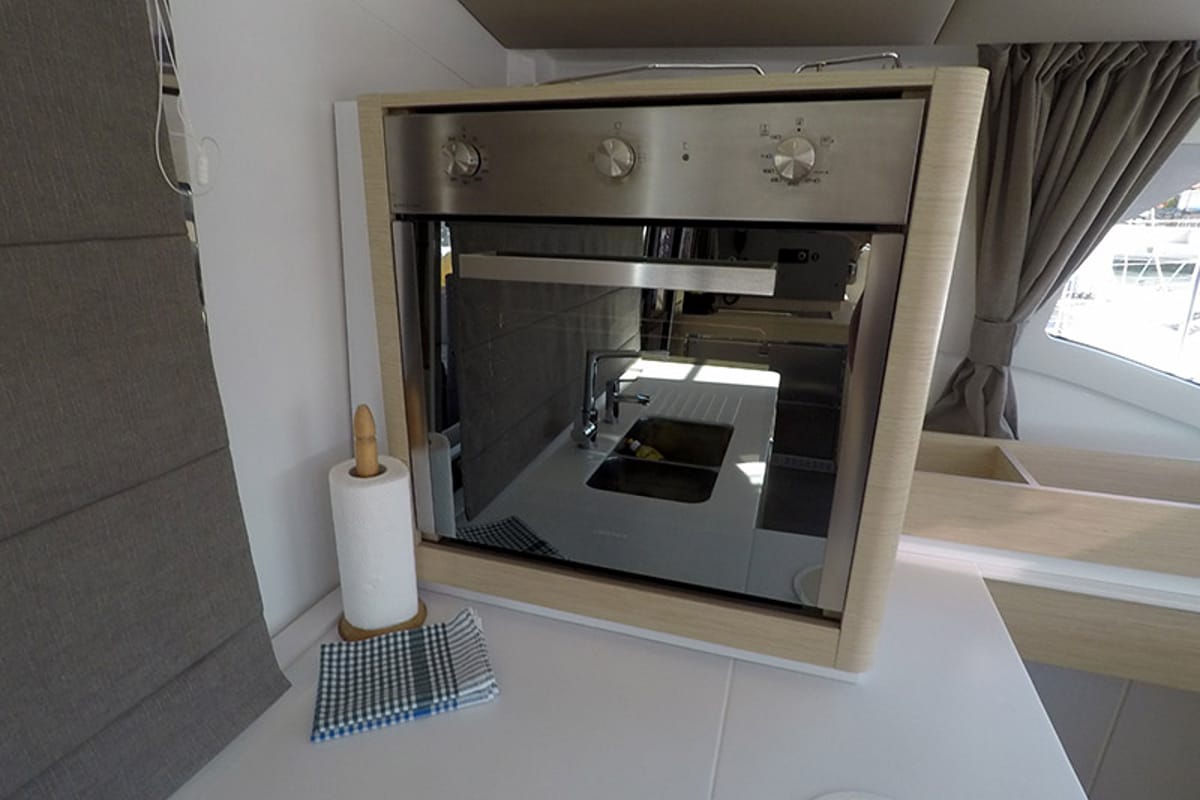 Galley of Alize, a Fountaine Pajot Elba 45 catamaran at Grad Šibenik, Croatia