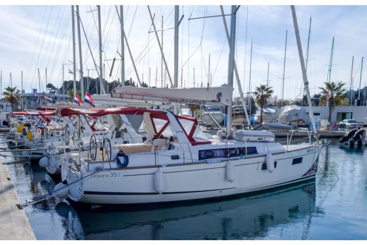 Exterior view of LAMPUGA, a Beneteau Oceanis 35.1 sailboat at Split, Croatia