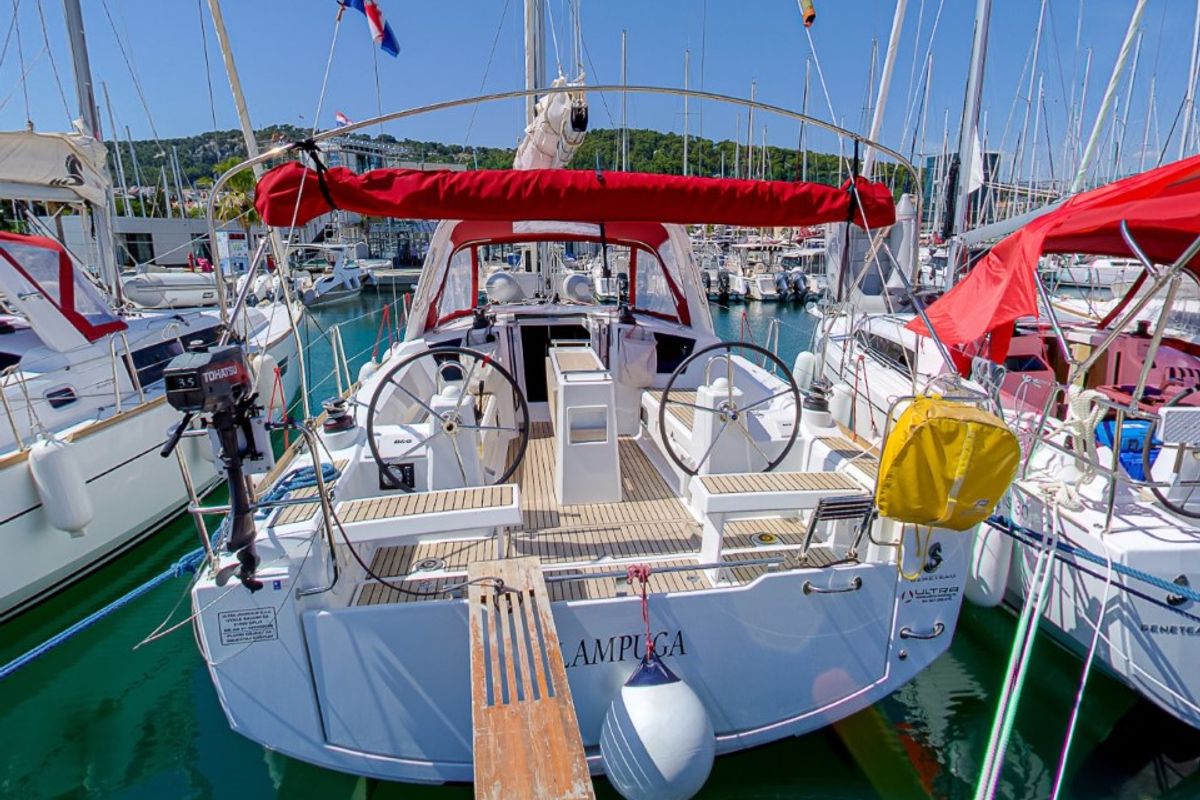 Exterior view of LAMPUGA, a Beneteau Oceanis 35.1 sailboat at Split, Croatia