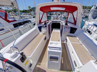 Cockpit of LAMPUGA, a Beneteau Oceanis 35.1 sailboat at Split, Croatia