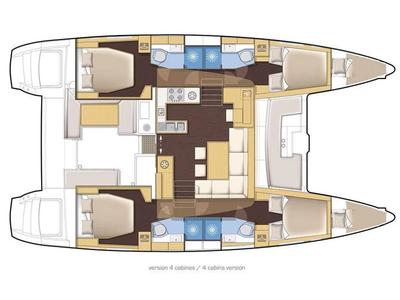 Floor plan of Take It Easy, a Lagoon 450 catamaran at Alameda, United States