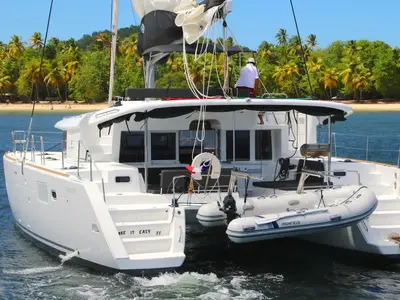 Exterior view of Take It Easy, a Lagoon 450 catamaran at Alameda, United States