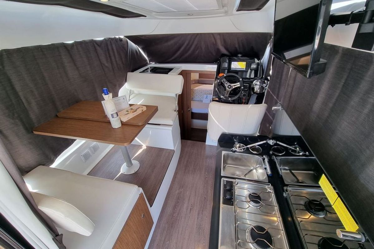 Galley of Queen Korina, a Beneteau Antares 9 OB motorboat at Zadar, Croatia