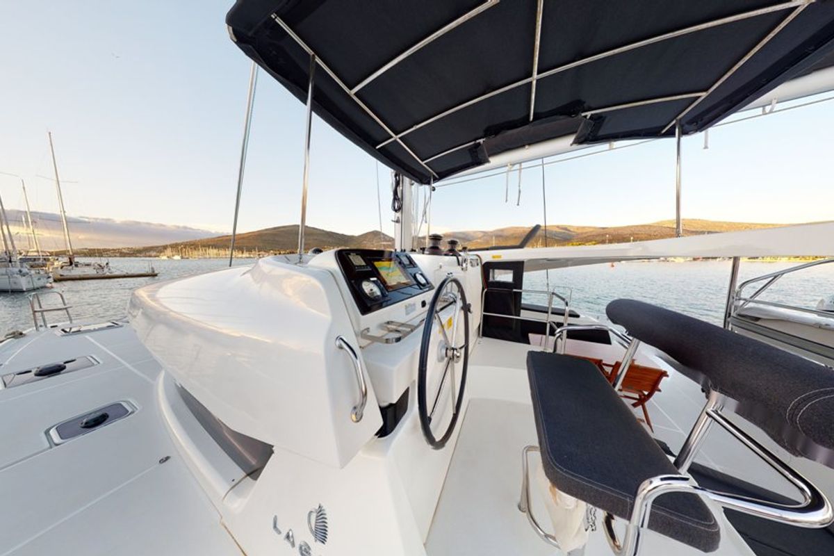 Cockpit of Best Friends I, a Lagoon 42 catamaran at Općina Rogoznica, Croatia