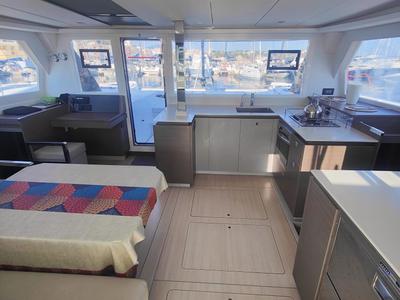 Salon of Alluzo, a Leopard 42 catamaran at Procida, Italy