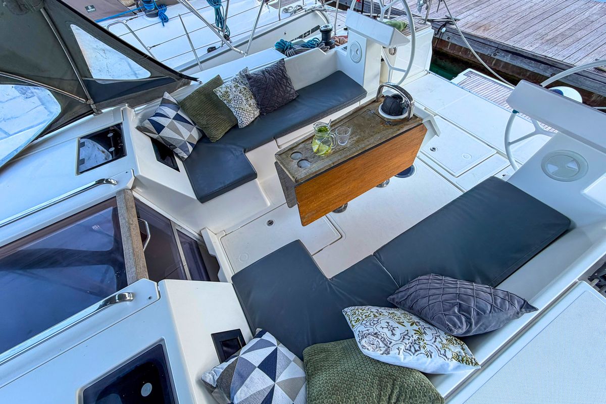 Deck of ARTEMIS, a Bavaria C45 sailboat at Municipal Unit of Ellomenos, Greece