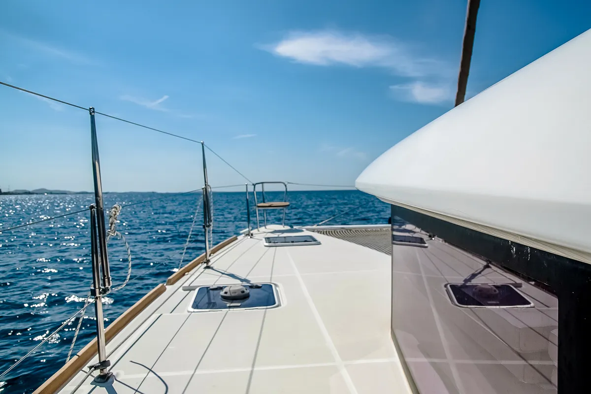 Deck of Christina S, a Lagoon 400 S2 catamaran at Salamina Municipal Unit, Greece