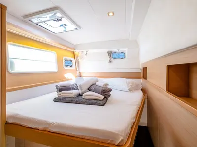 Cabin on Christina S, a Lagoon 400 S2 catamaran at Salamina Municipal Unit, Greece