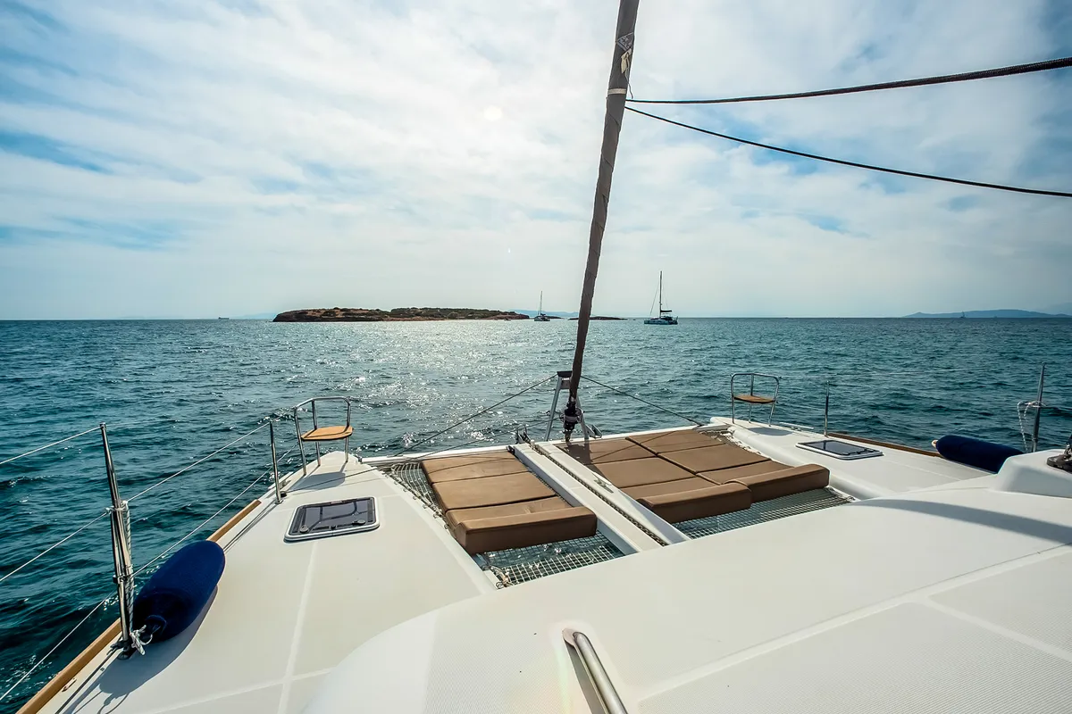 Deck of Christina S, a Lagoon 400 S2 catamaran at Salamina Municipal Unit, Greece