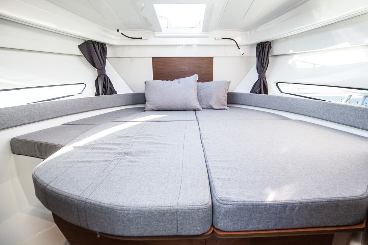 Cabin on MiniOne, a Beneteau Antares 9 motorboat at Grad Pula, Croatia