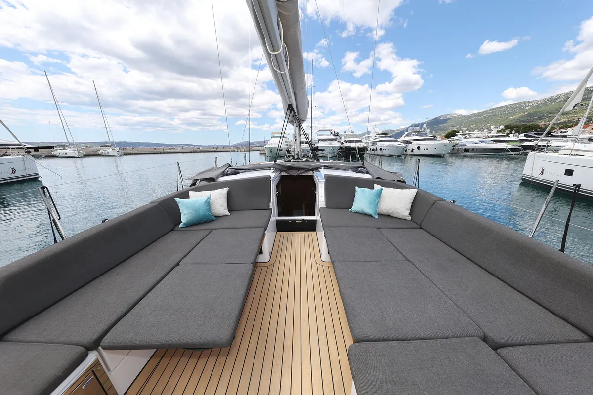 Deck of Balena - OW, a Hanse Yachts Hanse 460 sailboat at Grad Kaštela, Croatia