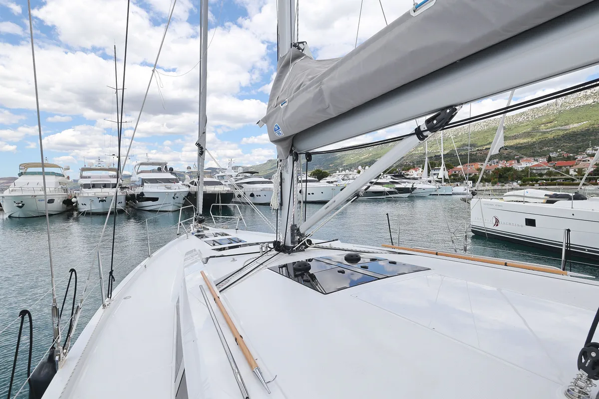 Deck of Balena - OW, a Hanse Yachts Hanse 460 sailboat at Grad Kaštela, Croatia