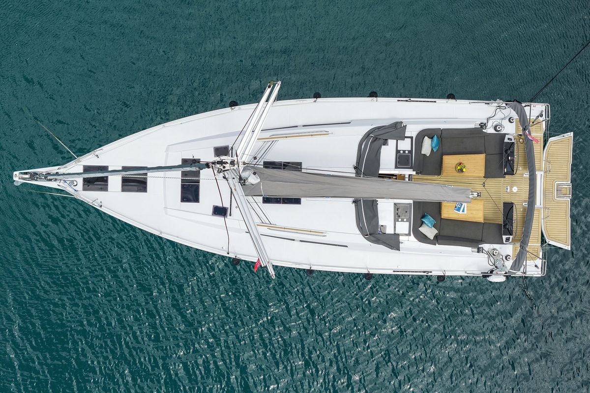 Exterior view of Balena - OW, a Hanse Yachts Hanse 460 sailboat at Grad Kaštela, Croatia
