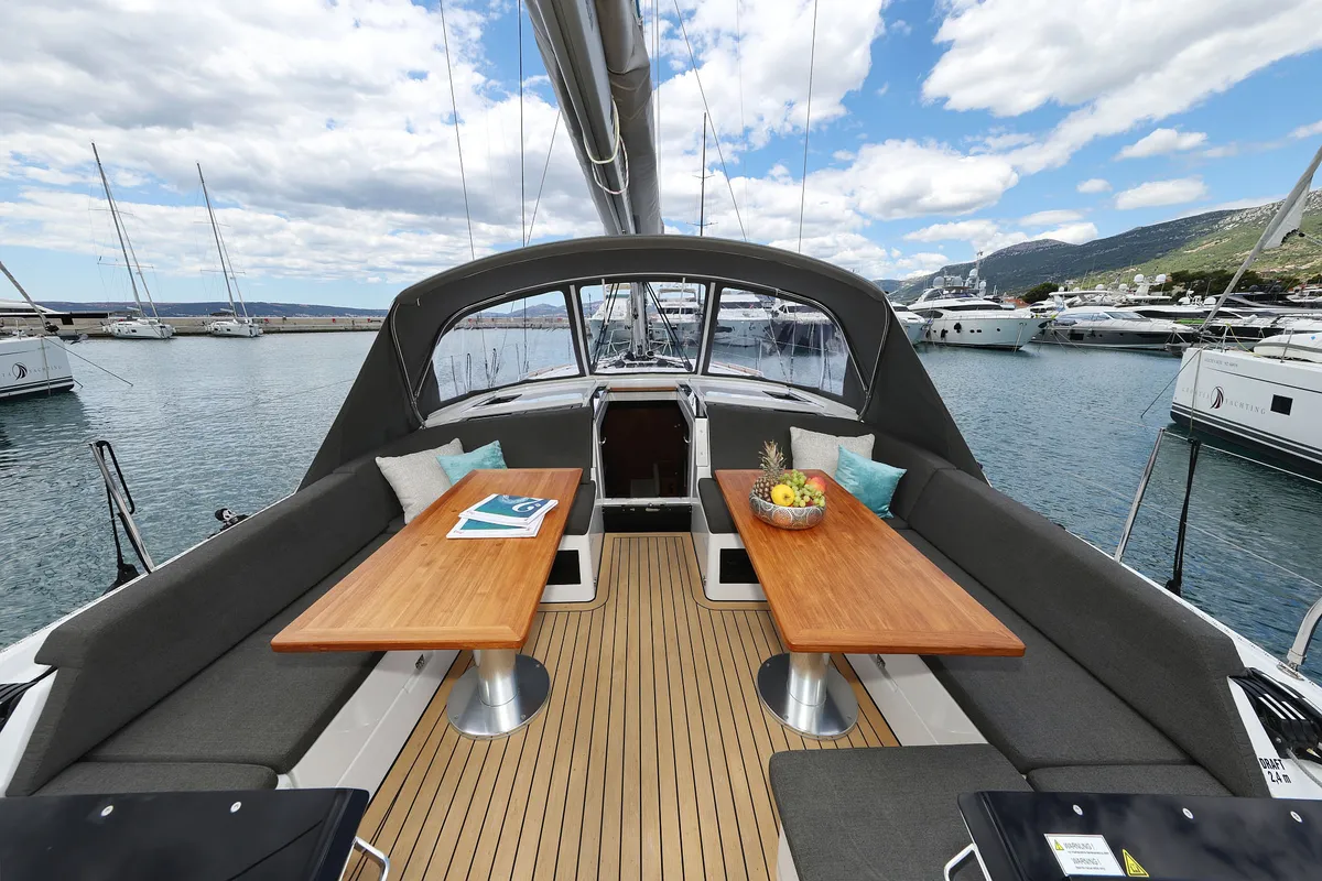 Deck of Balena - OW, a Hanse Yachts Hanse 460 sailboat at Grad Kaštela, Croatia