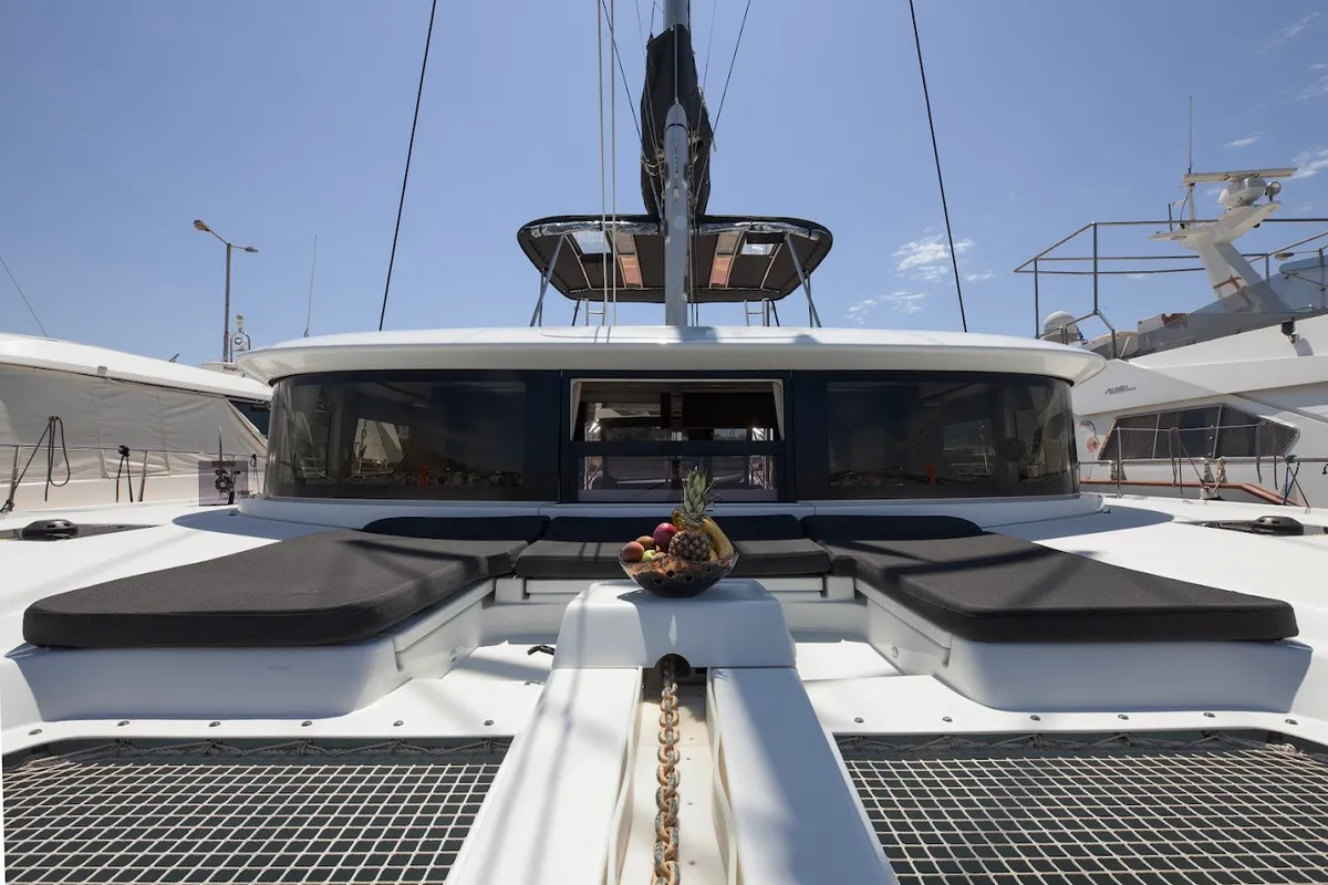Deck of Zen, a Lagoon 46 catamaran at Athens, Greece