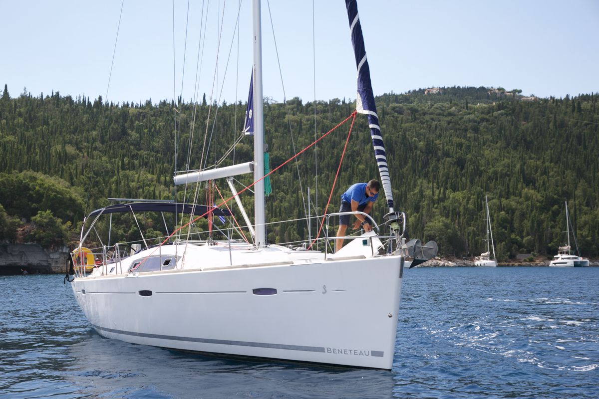 Exterior view of Mojito, a Beneteau Oceanis 43 sailboat at Municipal Unit of Lefkada, Greece