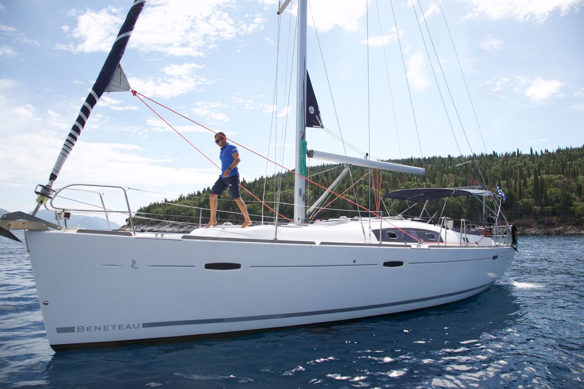 Exterior view of Mojito, a Beneteau Oceanis 43 sailboat at Municipal Unit of Lefkada, Greece