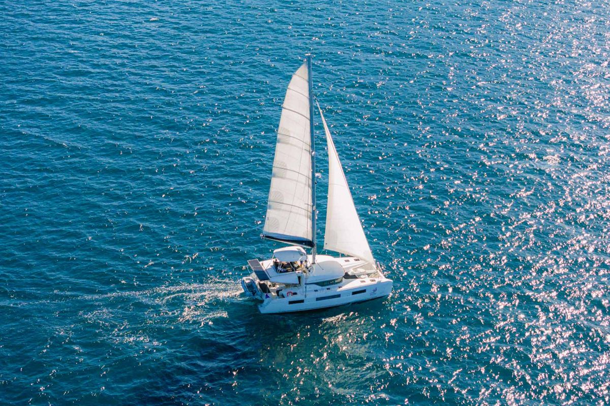 Exterior view of Echo, a Lagoon 50 catamaran at Road Town, British Virgin Islands
