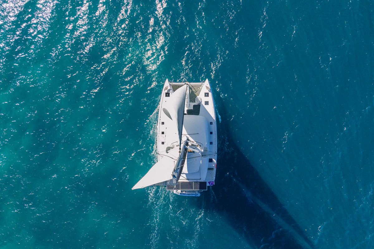 Exterior view of Echo, a Lagoon 50 catamaran at Road Town, British Virgin Islands