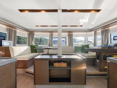 Salon of Echo, a Lagoon 50 catamaran at Road Town, British Virgin Islands
