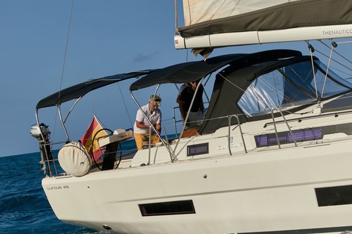 Deck of Kaito, a Dufour 470 sailboat at Dénia, Spain