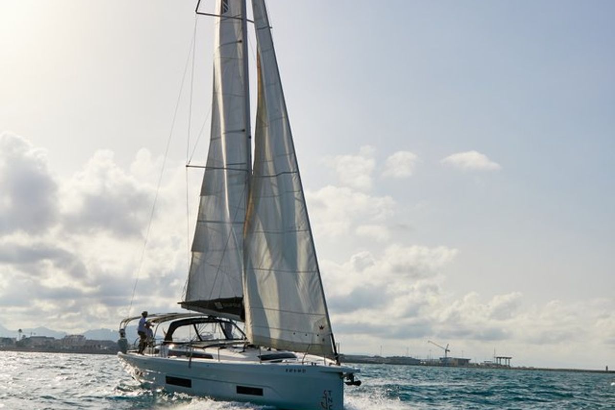 Exterior view of Kaito, a Dufour 470 sailboat at Dénia, Spain