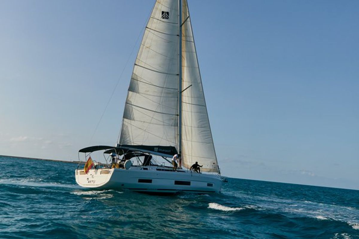 Exterior view of Kaito, a Dufour 470 sailboat at Dénia, Spain