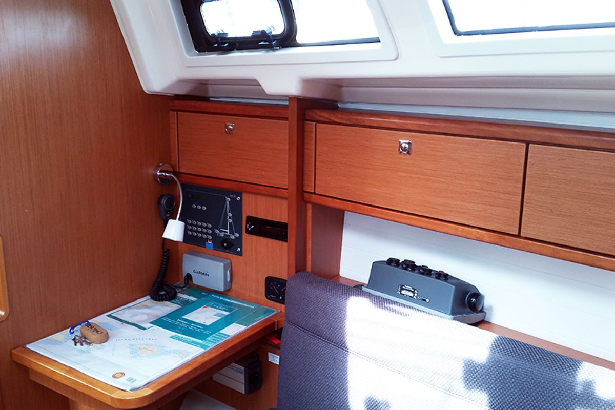 Cabin on Callisto, a Bavaria Cruiser 33 sailboat at Llucmajor, Spain
