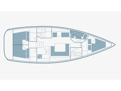 Floor plan of Dimitra, a Jeanneau Sun Odyssey 449 sailboat at Municipal Unit of Sikyona, Greece