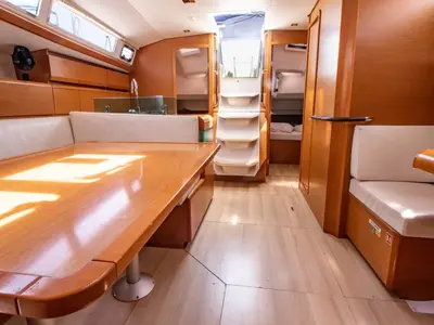 Salon of Dimitra, a Jeanneau Sun Odyssey 449 sailboat at Municipal Unit of Sikyona, Greece