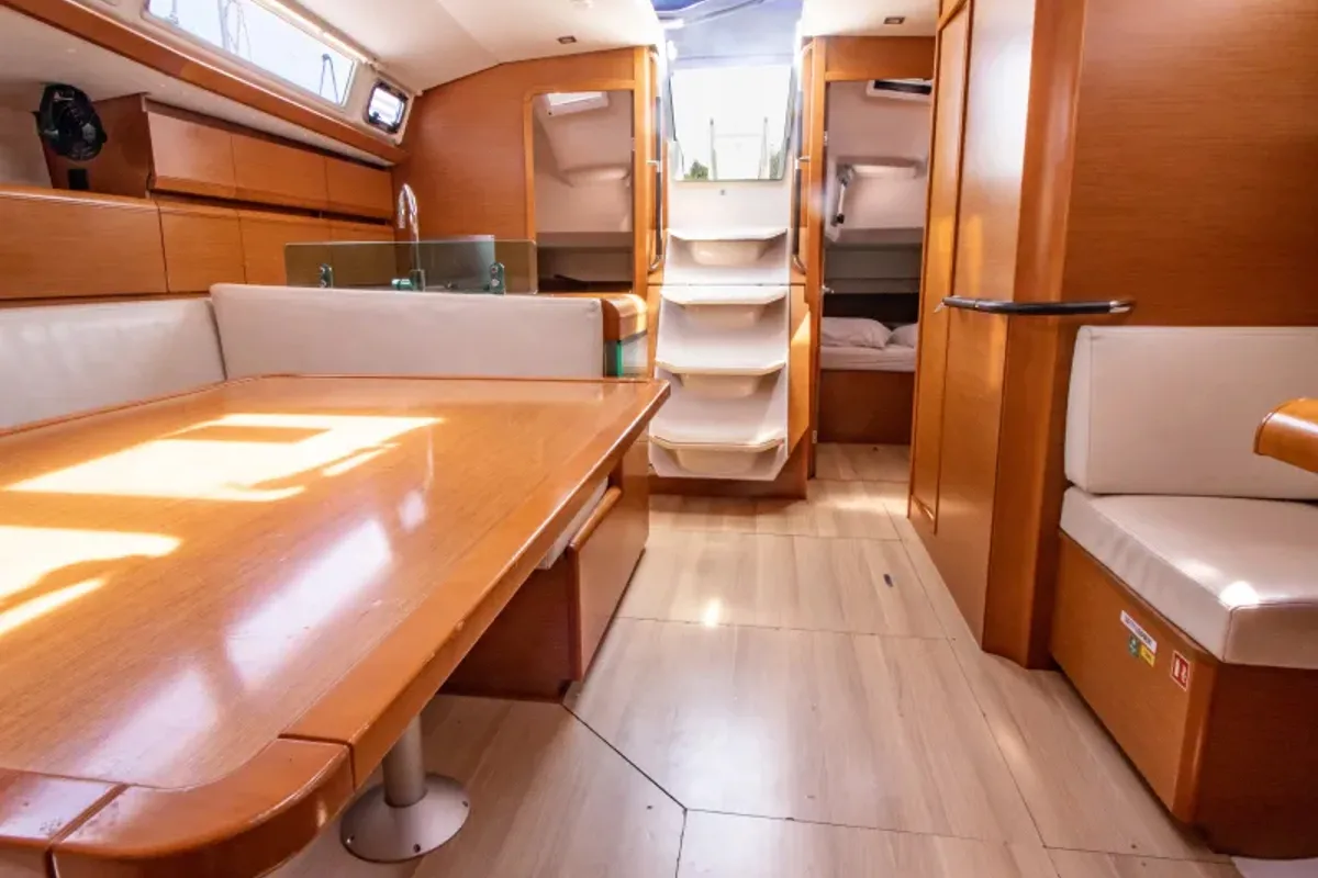Salon of Dimitra, a Jeanneau Sun Odyssey 449 sailboat at Municipal Unit of Sikyona, Greece
