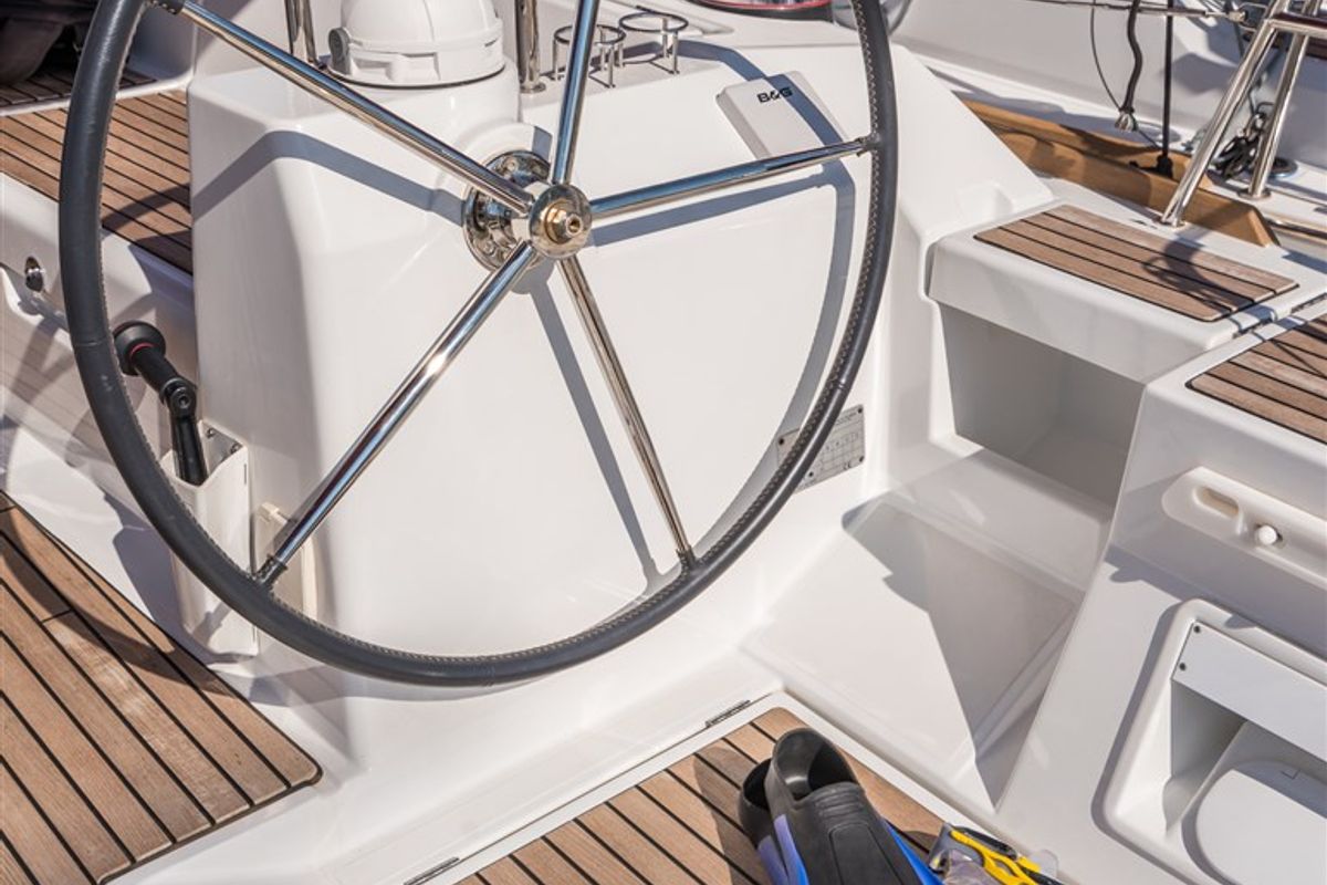 Cockpit of Zoa, a Beneteau Oceanis 45 sailboat at Split, Croatia