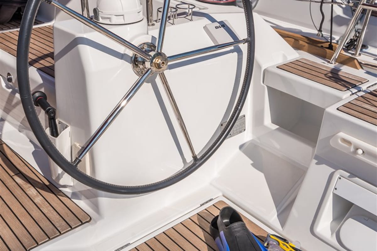 Cockpit of Zoa, a Beneteau Oceanis 45 sailboat at Split, Croatia