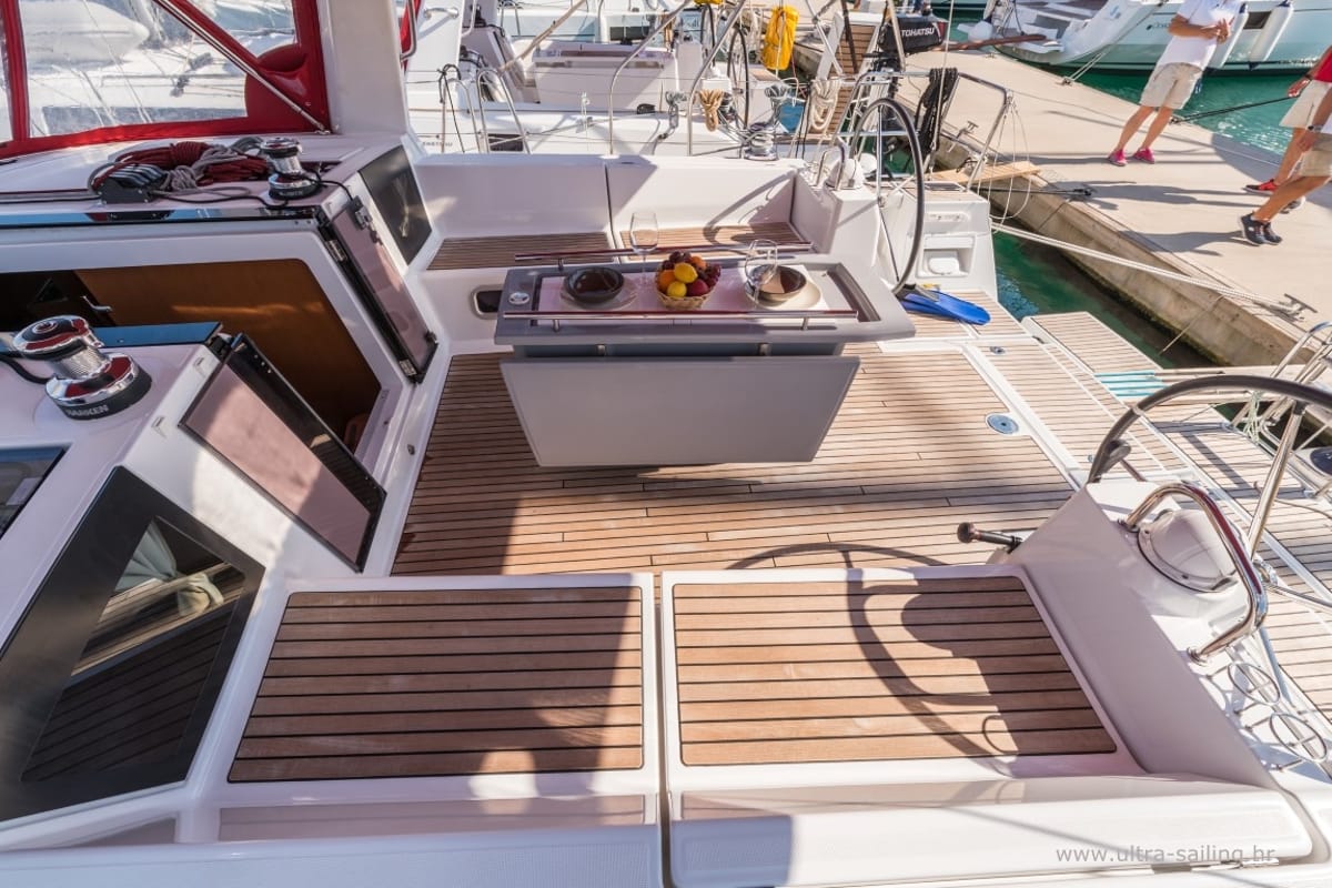 Deck of Zoa, a Beneteau Oceanis 45 sailboat at Split, Croatia