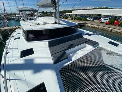 Deck of Vespera, a Fountaine Pajot Astréa 42 catamaran at Općina Sukošan, Croatia