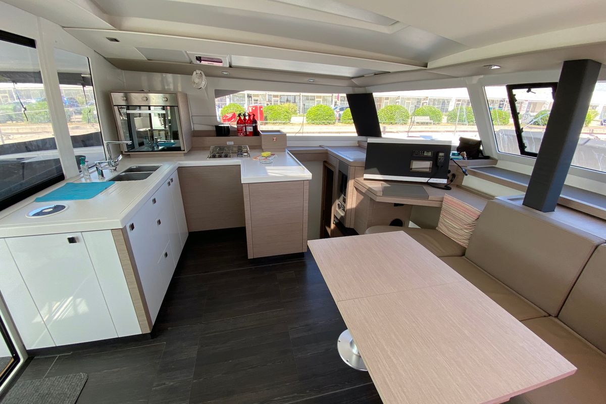 Salon of Vespera, a Fountaine Pajot Astréa 42 catamaran at Općina Sukošan, Croatia