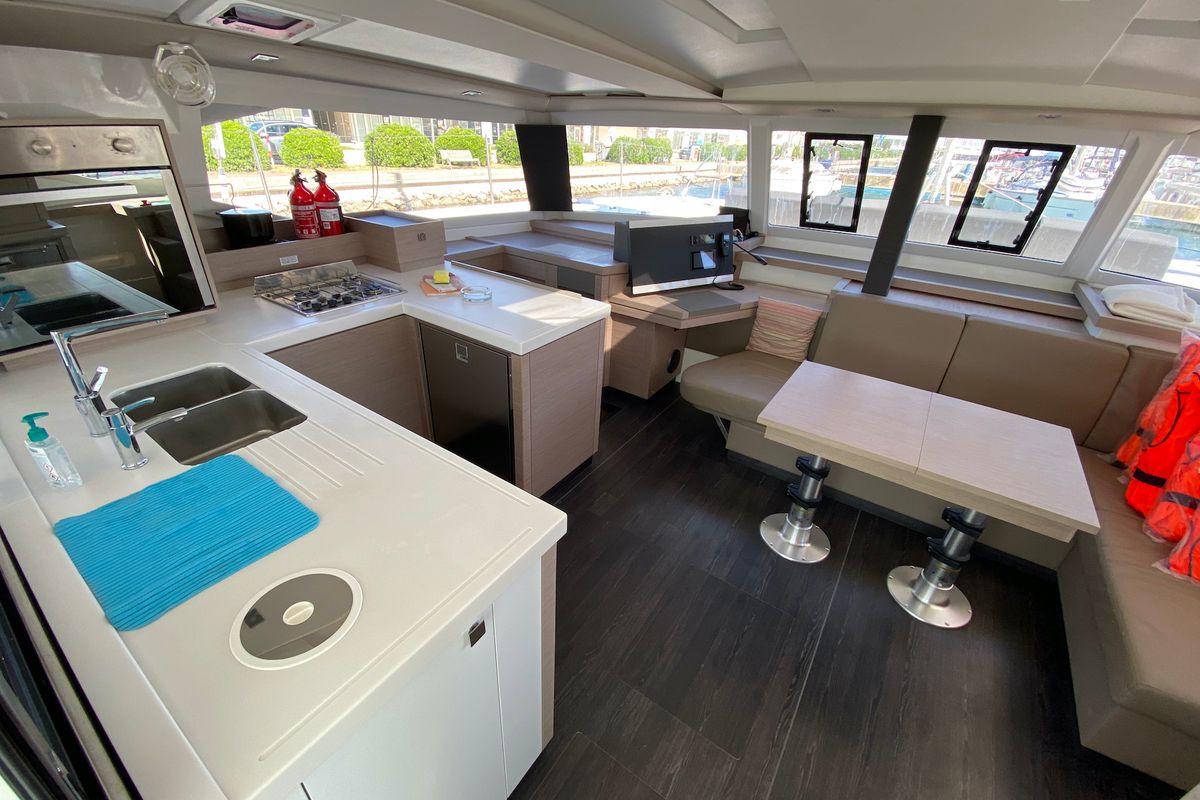 Galley of Vespera, a Fountaine Pajot Astréa 42 catamaran at Općina Sukošan, Croatia